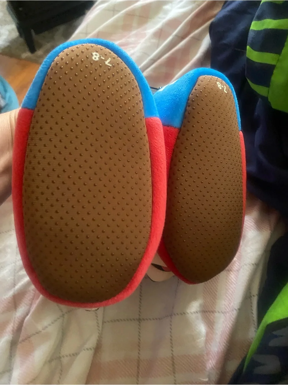 Disney Mickey Mouse Red and Blue Plush Kids Slippers